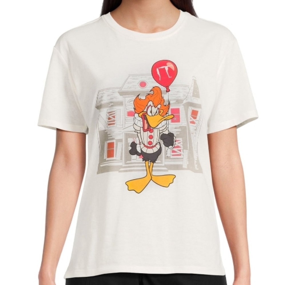 ⭐️ Warner Bros Juniors Daffy Duck Pennywise  Graphic Tee T-SHIRT size Small 3 5